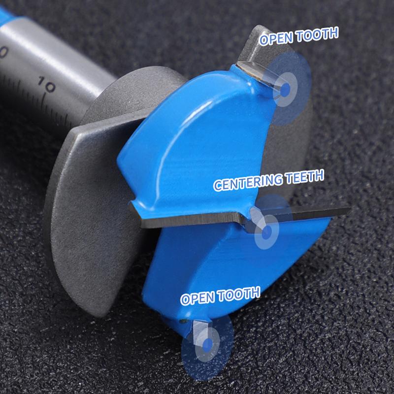 Large Size Drill Bit Boring Woodworking Hole Saw, Carbide Steel Hinge Cutter Tool for Wood Plastic Plywood Blue