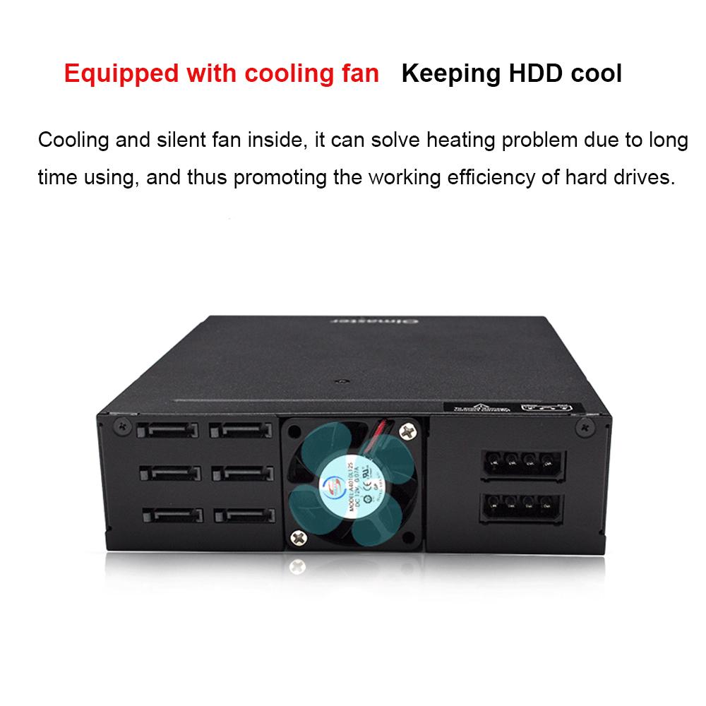 OImaster 6 Bay Mobile Backplane unterstützt 2,5'' SATA HDD SSD Festplatte mit Lüfter Schloss Hot-Swap 6Gbps Übertragung