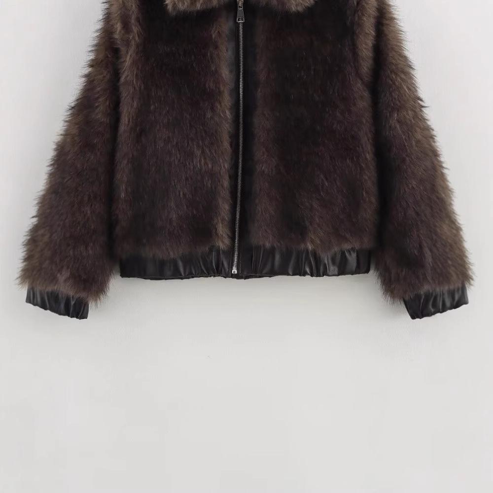 2024 Women's Fashion: European & American Style Plush Leather Faux Fur Coat