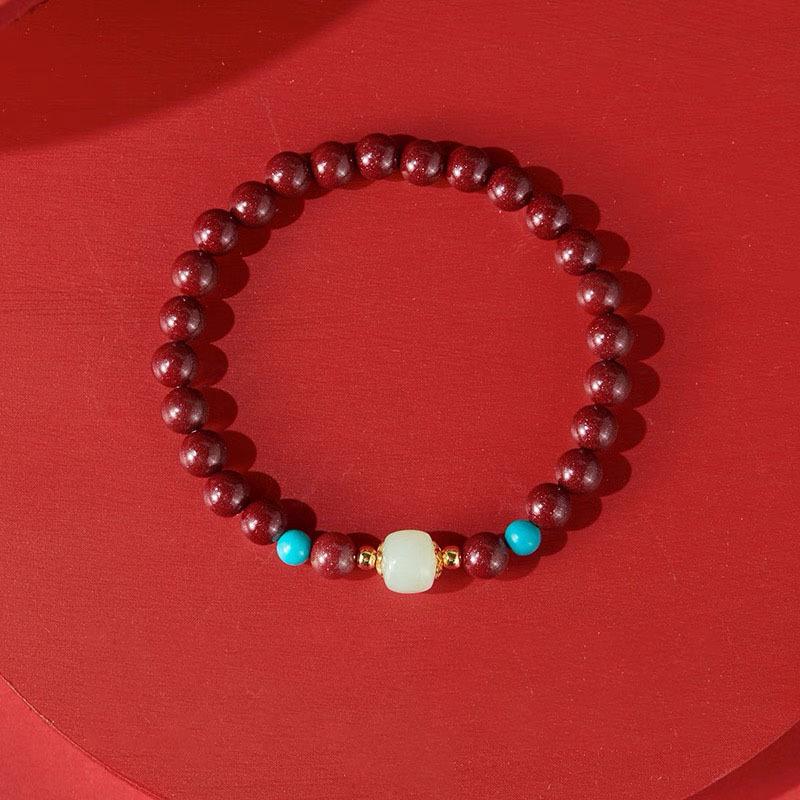 Purple Gold Vermilion Jadeite Turquoise Birthstone Bracelet - Year of Birth Gift & Souvenir