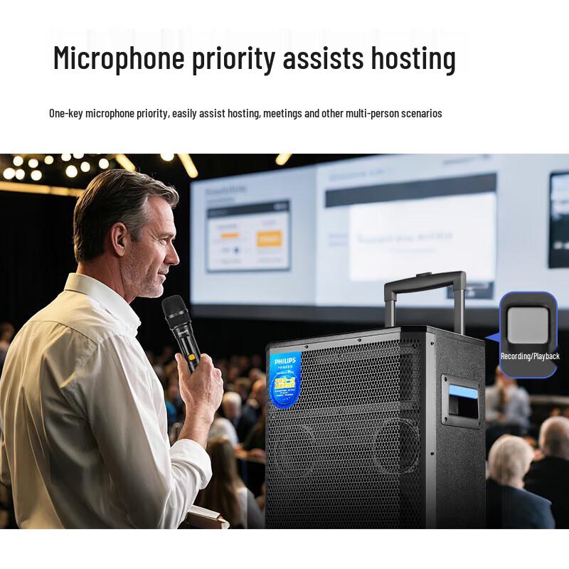 Philips SD170PLUS 15-inch Portable Bluetooth Trolley Speaker with Dual Mics