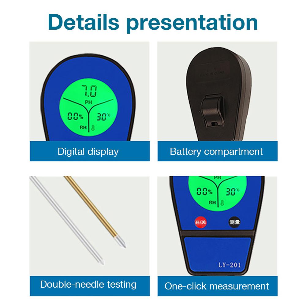 Handheld Soil Detector Multiple Soil PH/Temperature Humidity/Fertility Meter Soil Moisture Analyzer Gardening Planting Helper