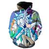 Bluza z kapturem Rick And Morty z cyfrowym nadrukiem 3D dla mężczyzn, codzienna odzież sportowa w kolorach zielonym, szarym, czarnym, białym