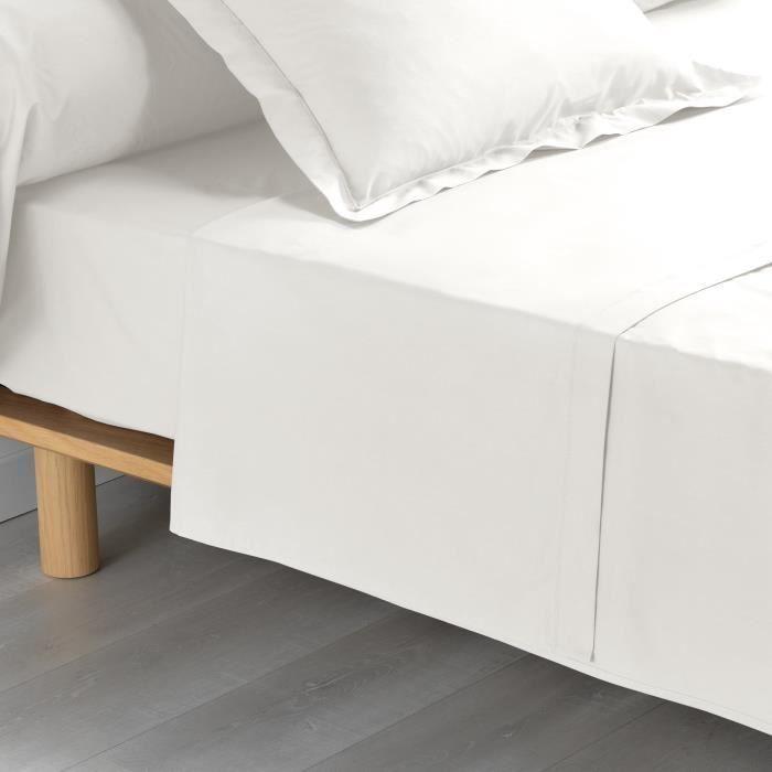 Drap plat - Naturel - 180x290cm - 100% coton - Tissé 78 fils/cm² - Lavable à 30°