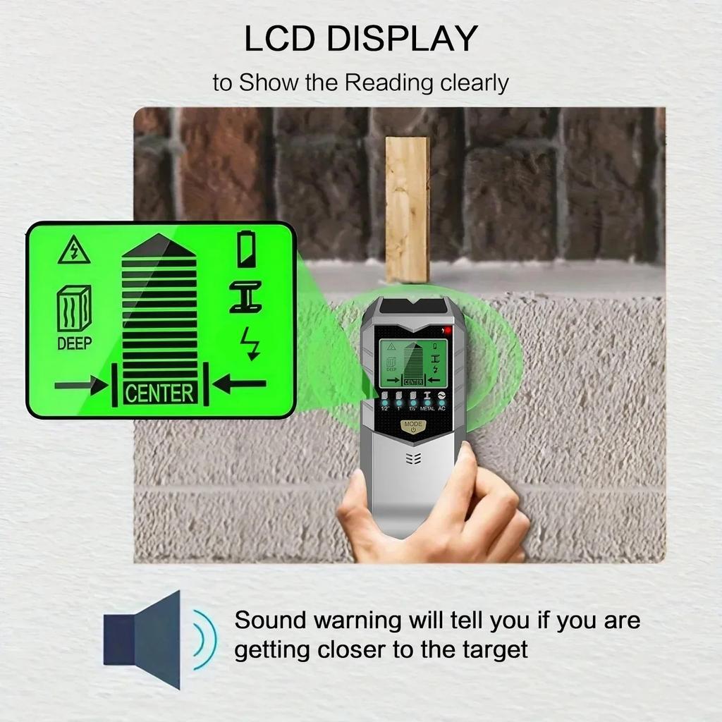 5in1 Wall Metal Detection Instrument,Measuring Metal Current Wire Wood,Handheld Detector Stud Post Measuring Instrument Scanner.