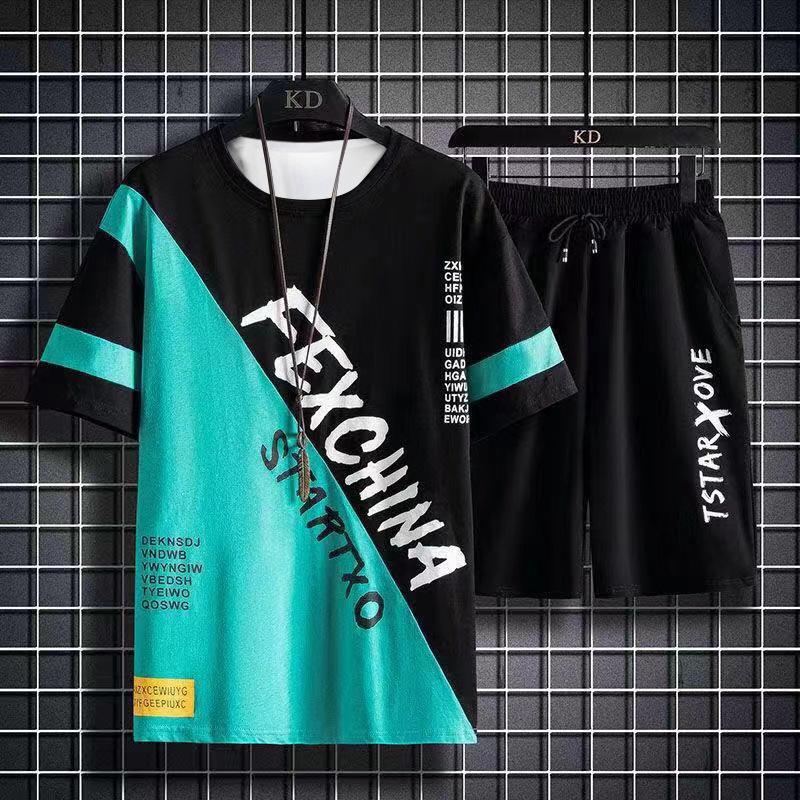 Suits for Men Summer Men's Clothing Fashion Tracksuits Casual Ice Silk T-shirt + Shorts Basketball Set Sportswear  Men Sets