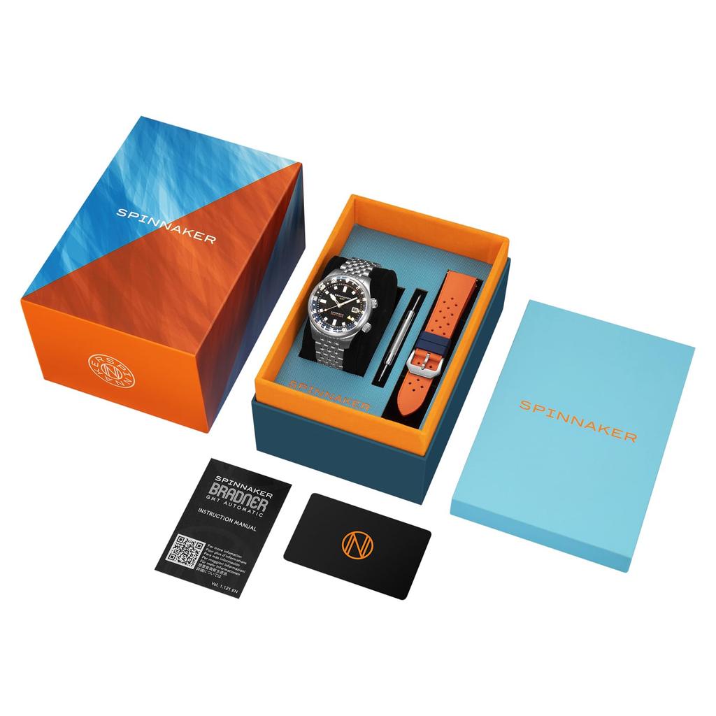 Bradner GMT Automatik Automatik 18 ATM Wasser Saphir Schwarz [SPINNAKER] Uhr, Aufzug, Beständig, Glas, Zifferblatt, SP-5121-66, Herren [Authentisch]
