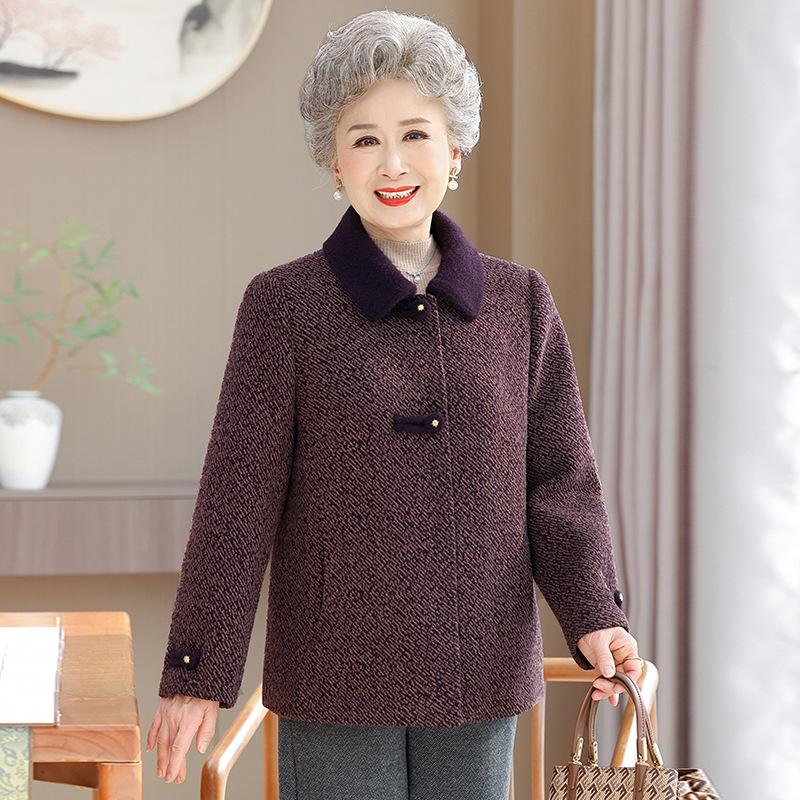 Grandma's New Spring Wool Coat for Elderly Women - Stylish Autumn and Winter Wear