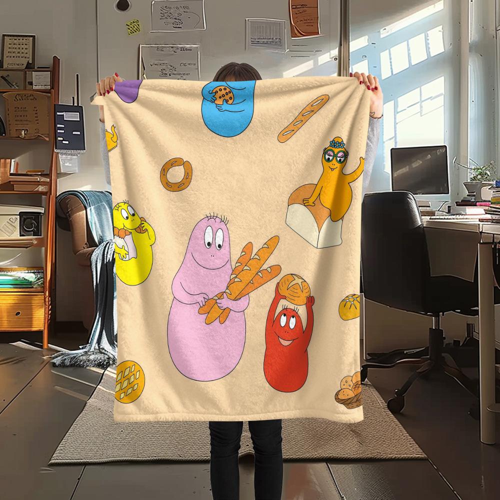Barbapapa Flannel Blanket, High quality Comfortable for All Seasons, Home Decor, Warmth and Comfort
