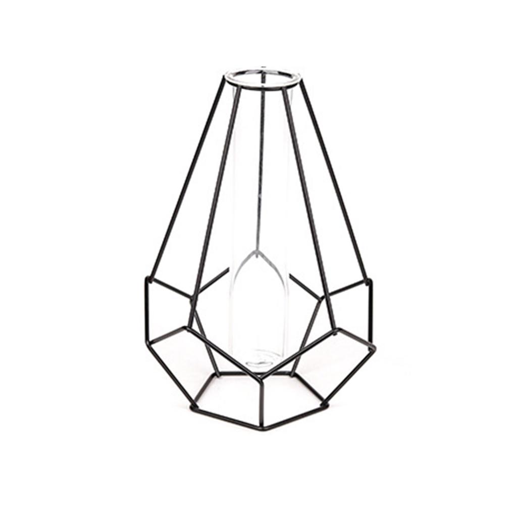 Nordic Ins Home Decoration Iron Geometric Glass Plant Flower Vase Decoration Desktop Dried Flower Decorative Vase