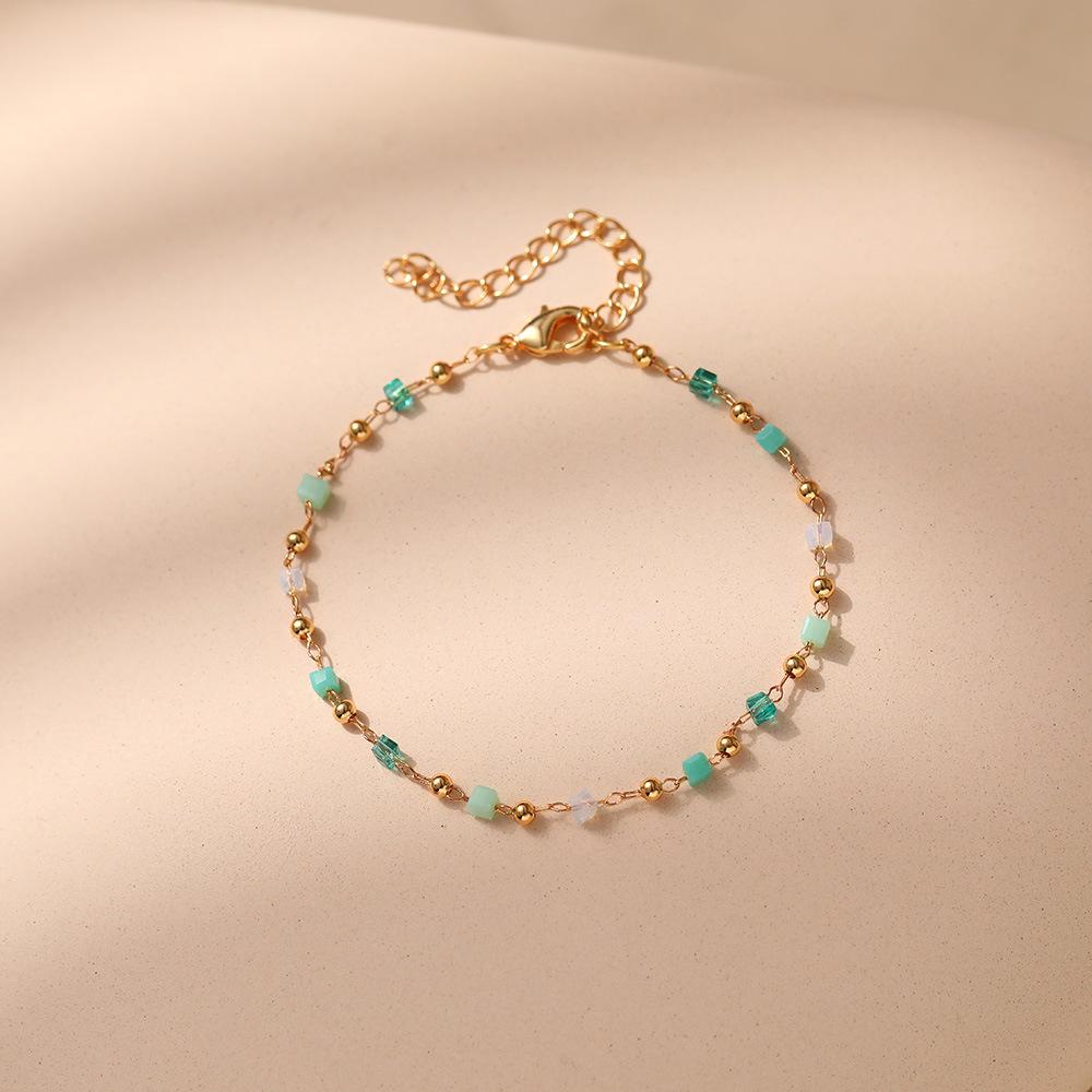 K Gold Plated Crystal Beaded Ethnic Bracelet For Women