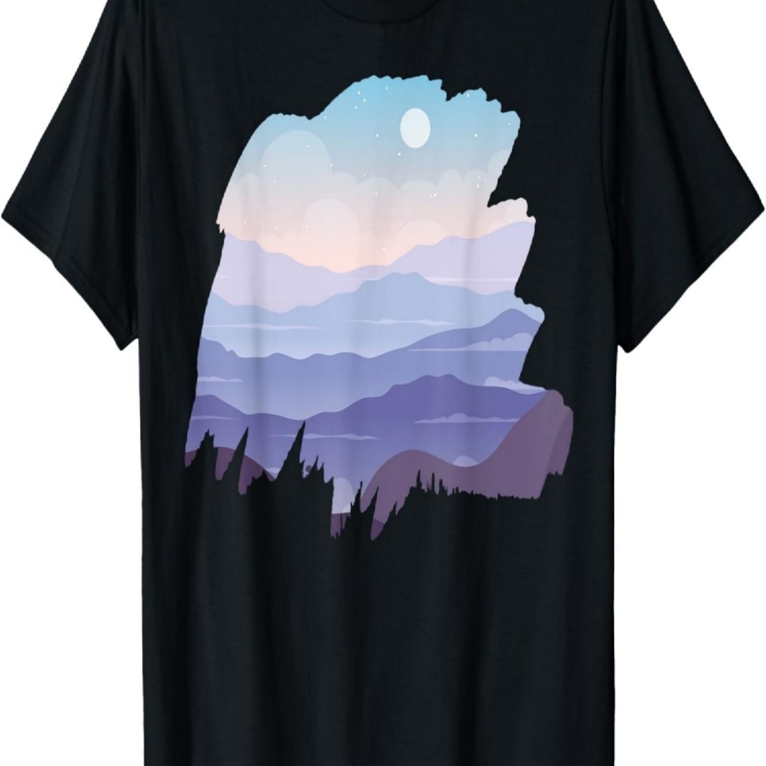 Timeless Mountain, Nature Trees and Forest T-Shirt(6) S чёрный