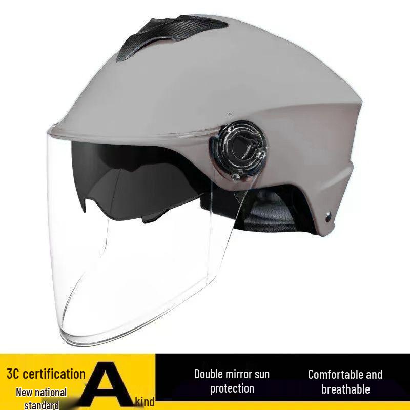 Durable Dual-Lens Motorcycle Half Helmet for Men & Women – Breathable, Sun-Protected, All-Season Safety