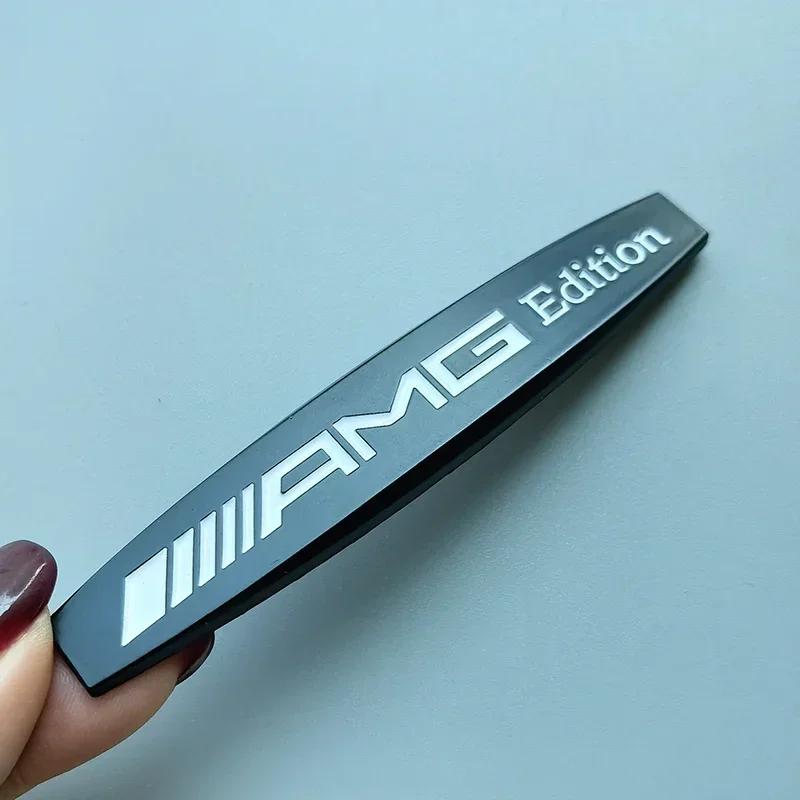 JDRAO1 2pcs 3D AMG Edition Metal Car Emblem Fender Side Doors Blade Badge Sticker for Mercedes Benz AMG Refitting Chrome Black Silver