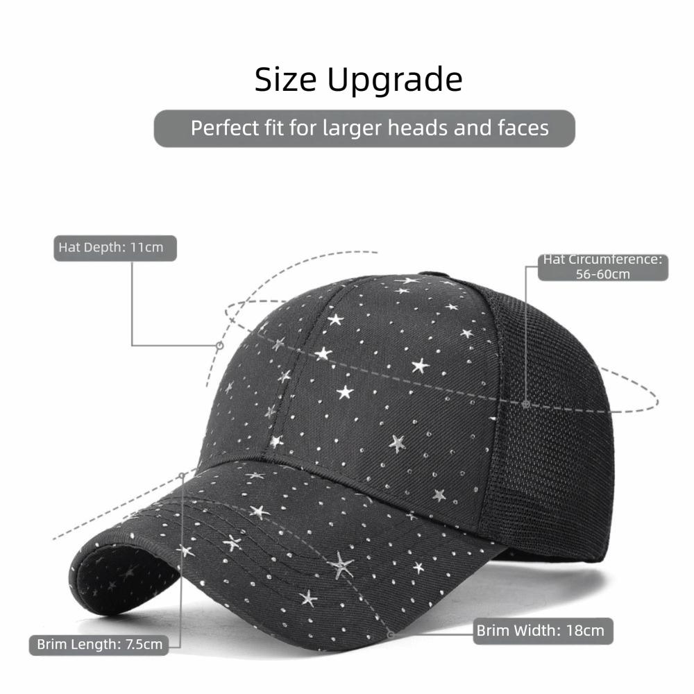 Casual Starry Sky Print Mesh Baseball Cap Wide Brim Breathable Peaked Cap Adjustable Trucker Cap Summer
