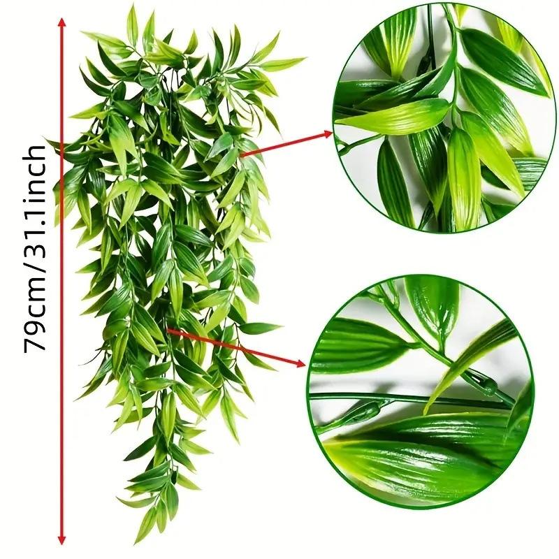 1pc Artificial Bamboo Leaf Rattan Green Plant Wall Hanging Artificial Hanging Plant Fake Outdoor Home Decorative Flower