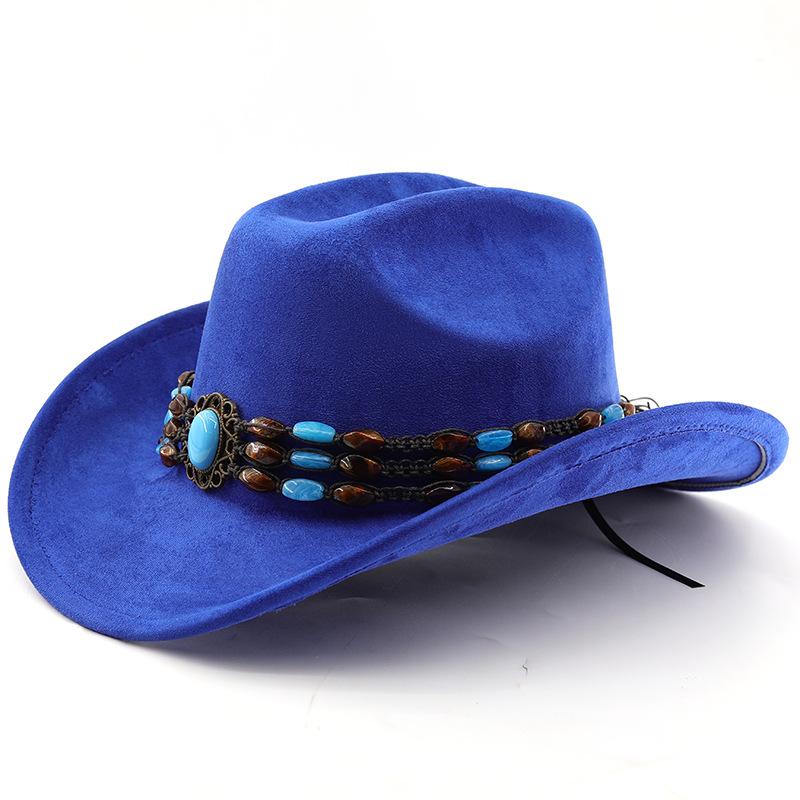 Suede Horse Riding Western Cowboy Hat For Men And Women Outdoor Travel Hat With Rolled Brim Ethnic Style Top Hat Felt Hat