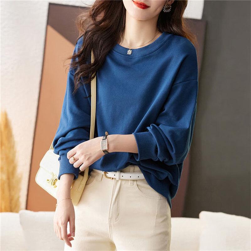Damen Einfaches einfarbiges lockeres Sweatshirt