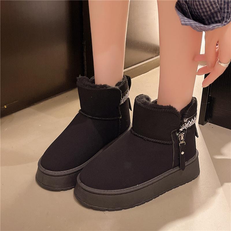 Fashion Platform Snow Boots Winter Outdoor Fur Integrated Cold Resistance Fleece Thickening Warm Non-slip Cotton Boots