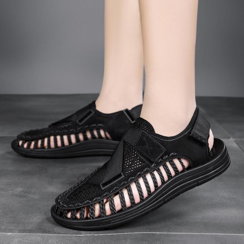 Fashion Breathable Fashion Casual Flats Bottom Male Sandals Sneakers Men's Sport Closed Toe Sandals Summer Outdoors Hiking Mesh Shoes