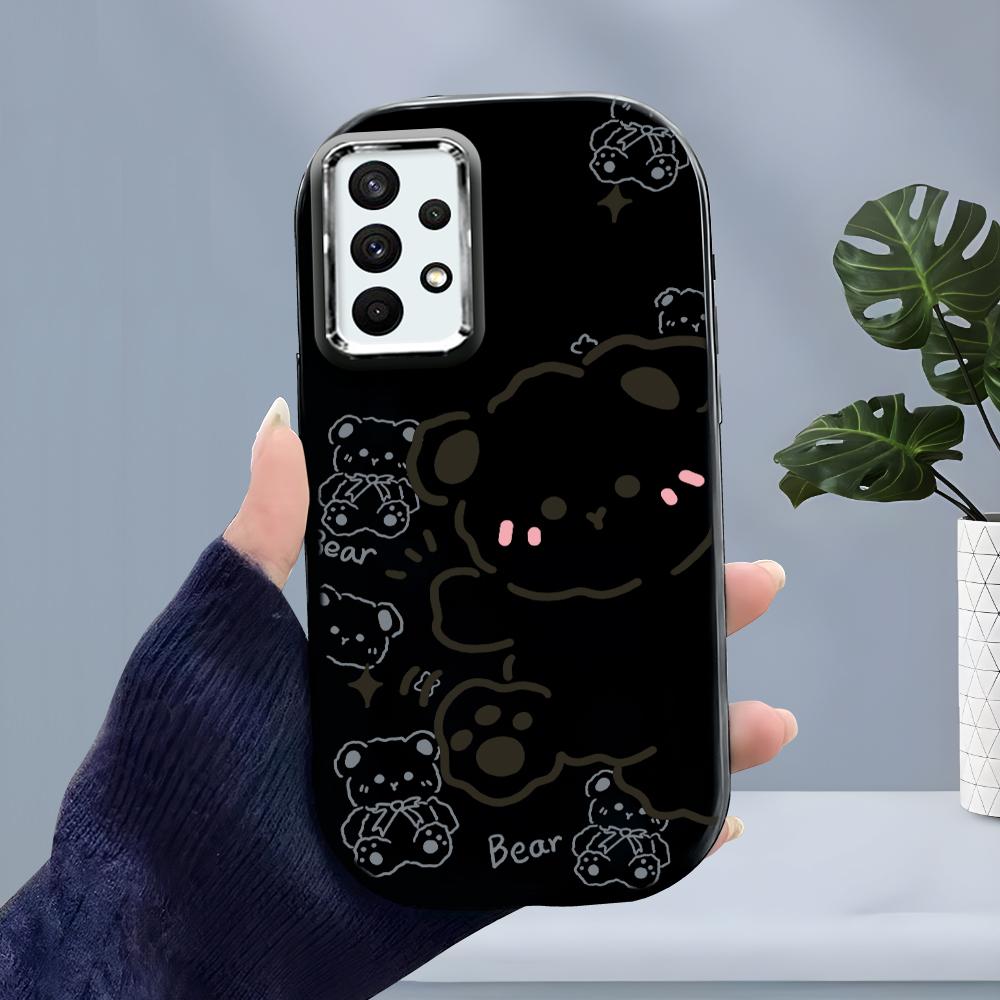 

Жидкий силиконовый чехол для телефона с милым развевающимся медведем для Samsung Galaxy S24 S23 S22 S21 S20 FE Plus Ultra Note 20 10 A51 A52 A54 A73, противоударный мягкий корпус Samsung A22 чёрный