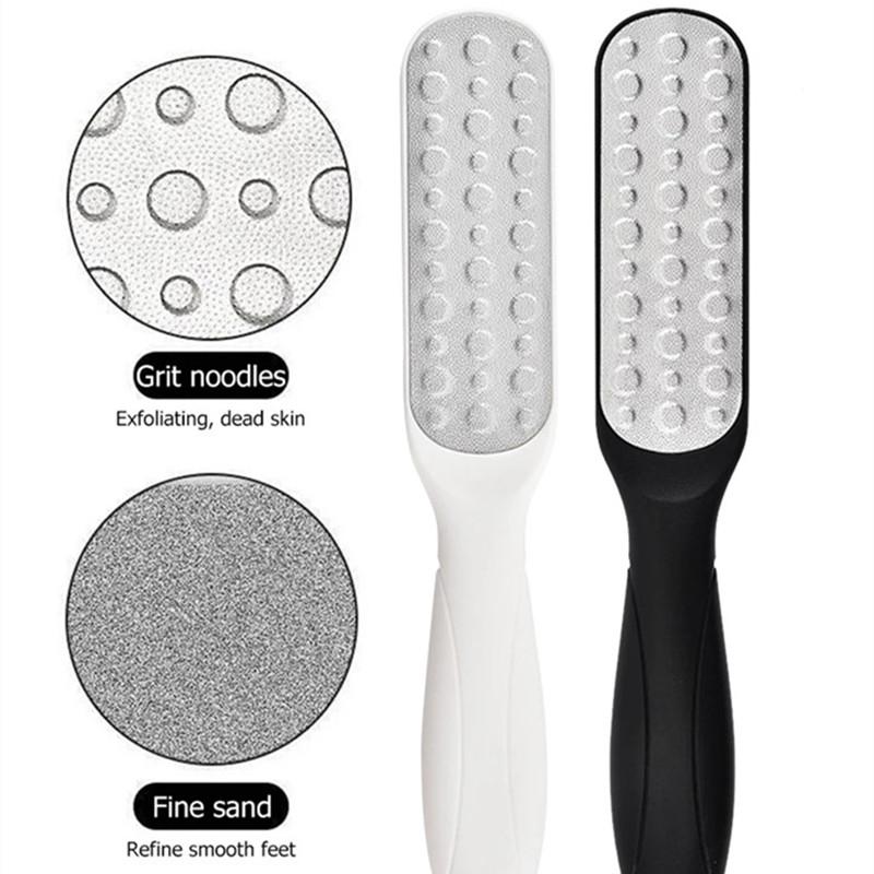 Double-Sided Pedicure Device with Exfoliating Grit Noodles and Fine Sand Surface