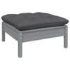 Day and Night - Day and Night Garden Footstool Solid Pine Wood Gray Anthracite Cushion