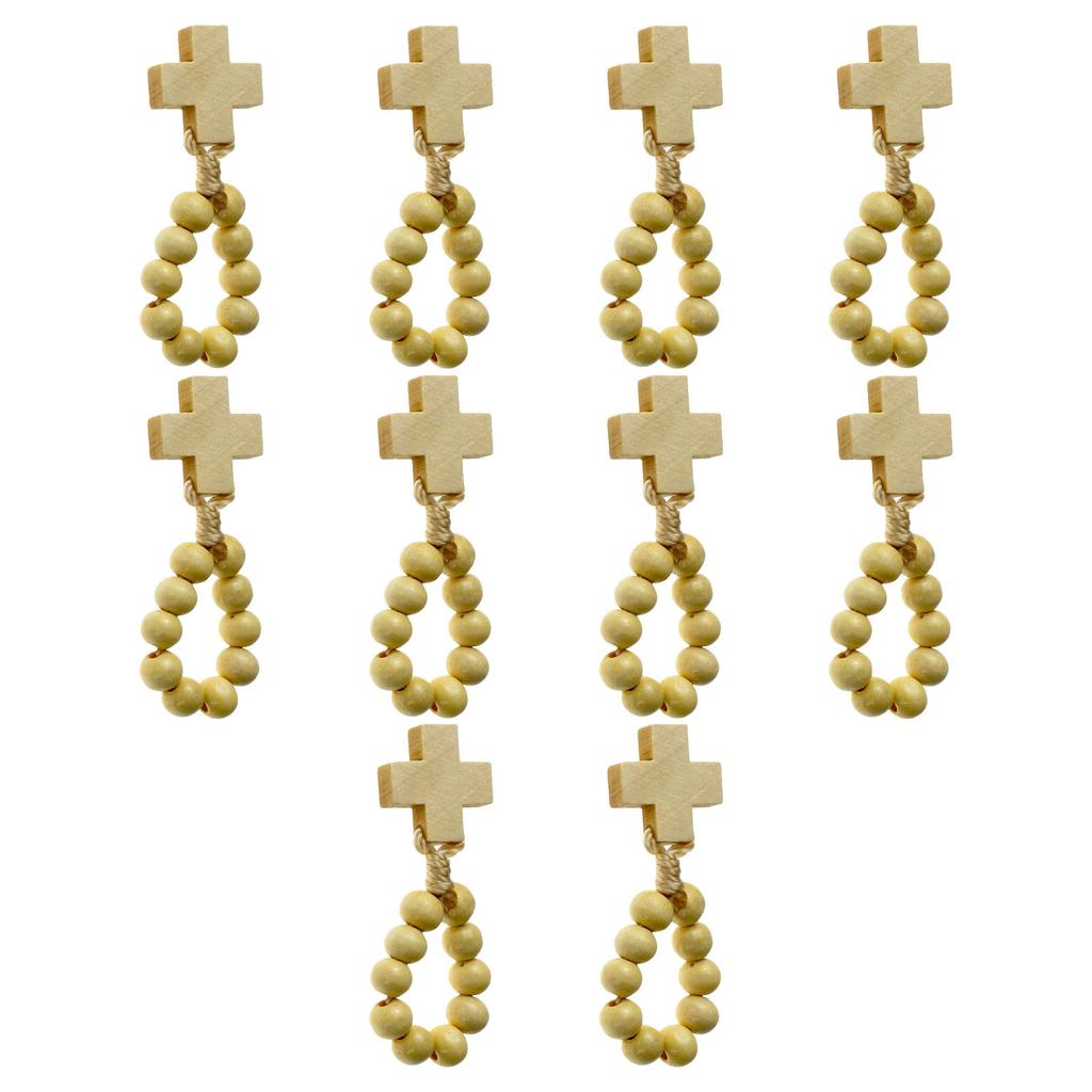 Classical Religious Finger Rosary Wood Beads with Crosses for Daily Wear or Gift for Spiritual Comfort Religious Gift
