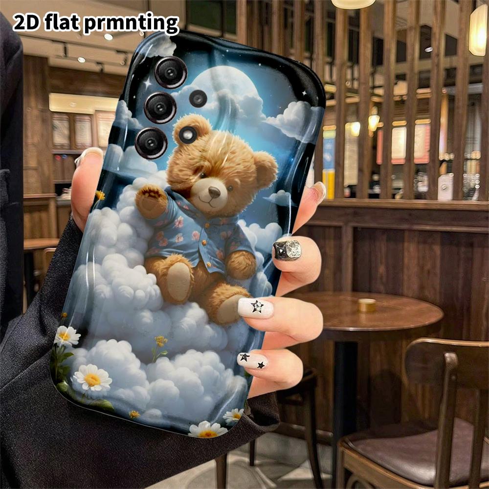 Phone case: 2D flat, suitable for Samsung Galaxy A34 A35 M05 M06 S20 S22 S21 FE Plus 5G protective case, brown teddy bear, perfect Christmas and Hallo