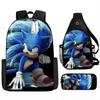 Backpack, Primary School Student Animation Schoolbag, Cartoon Backpack, Satchel, Pencil Bag, Three-Piece Set.