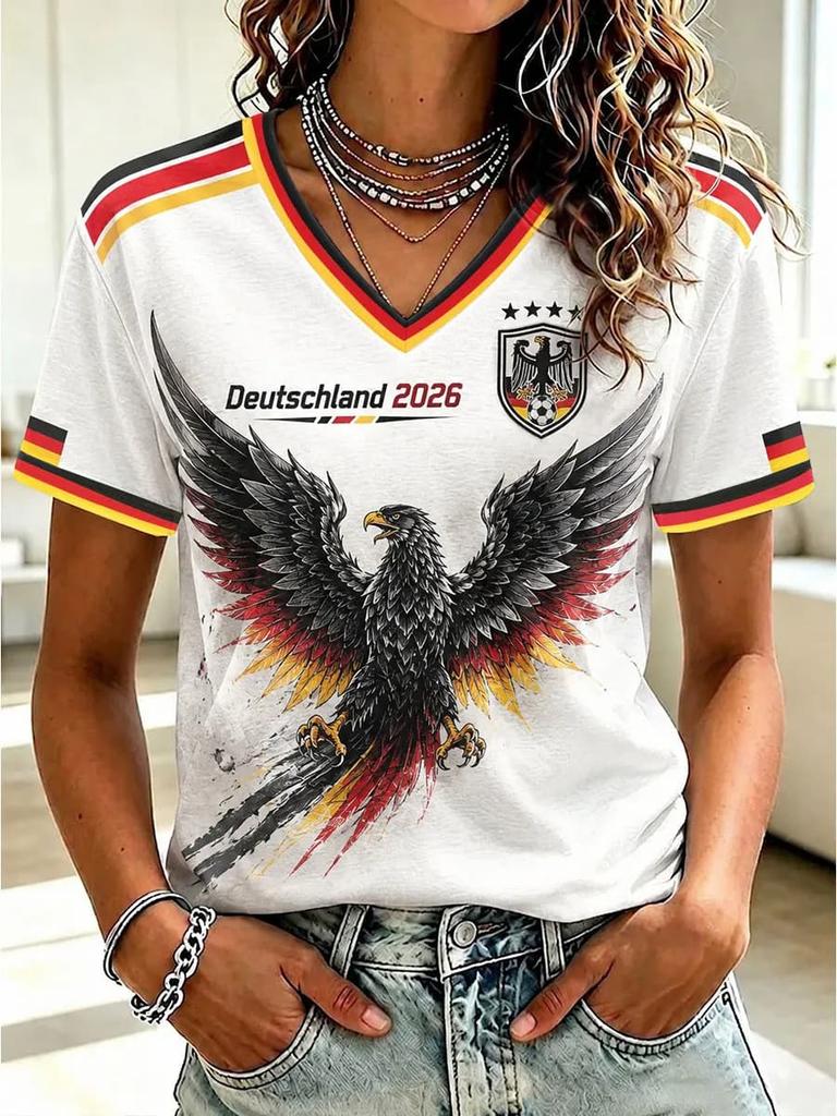 Geometric Germany jersey Tee Trim Sleeve Deutschland 2026 Soccer Supporter Casual Sport Short Sleeve T Shirts Family Matching