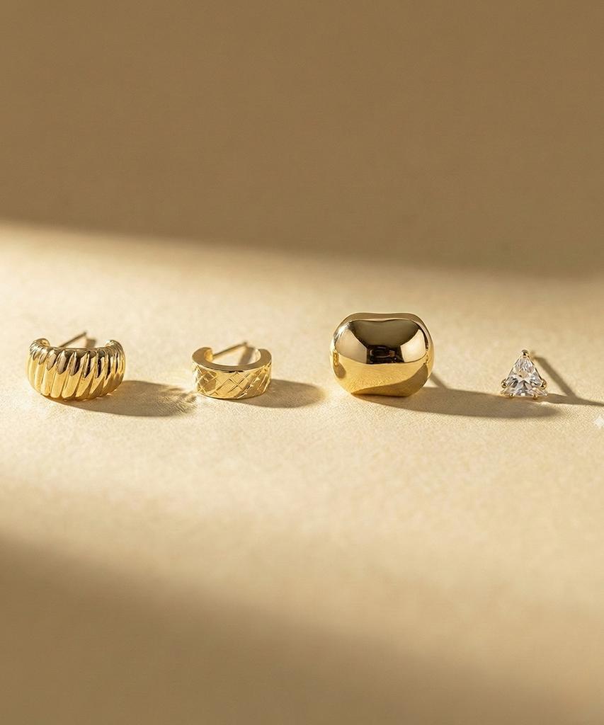 Dieuamour [8Pack] Triangle Cubic Ring Daily Earring Set