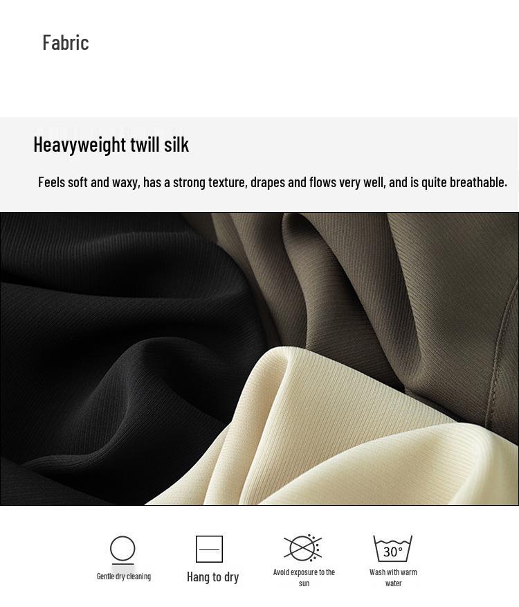 2025 Frühling/Herbst Damen Luxus Maulbeerseide Langarmhemd - Schwergewichtig, Verdickt, Einfarbiges Pendeloberteil