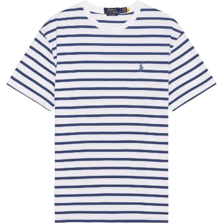 

Мужская футболка Polo Ralph Lauren в полоску с круглым вырезом и коротким рукавом Белый 710934662016 XL