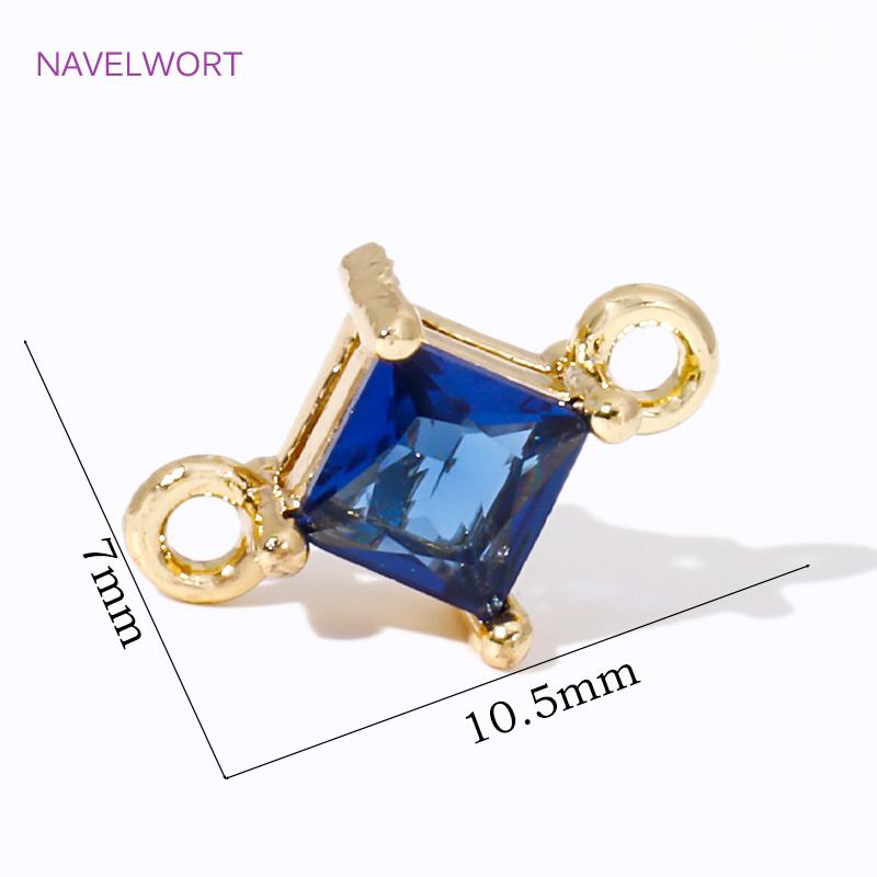 18K Gold Plated Charms Connector For Jewelry Making Supplies,Square Crystal Glass Charms,DIY Earring Bracelet Making Accessories