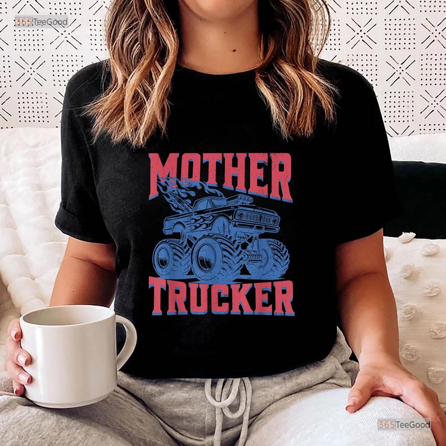 

Mother Trucker Funny Truck Driver Shirt, Trucking Mom Mothers Day T-shirt M