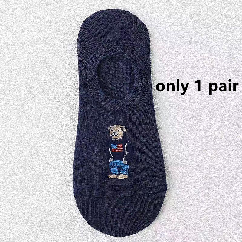 5 Pairs Unisex Men Socks Summer Designer socks Cartoon Bear Cotton Boat Socks Light Comfortable Sweat-absorbent Invisible Socks