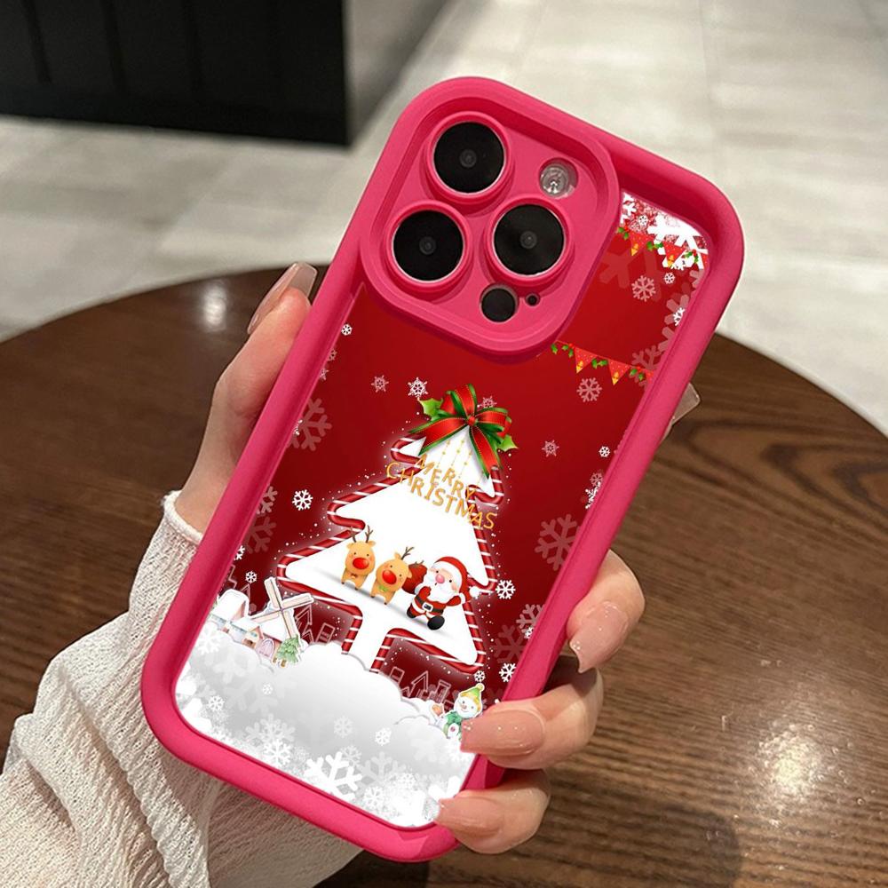 Ae114 Merry Christmas Christmas Tree Art Phone Cases for iPhone 16 14 13 11 Pro Max 15 7 8 6s Plus 12 Mini XR XS Max Angel Eye Ladder Protective Cover