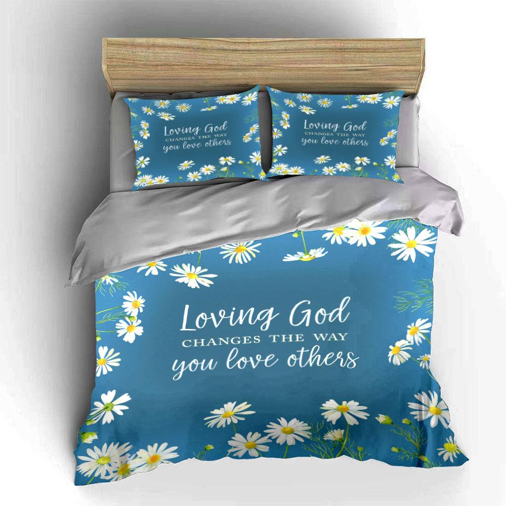 Christian Faith-Inspired Daisy Art Set For Kids' And Adults' Bedroom Decor, Exquisite Three-Piece Bedding Set Gift