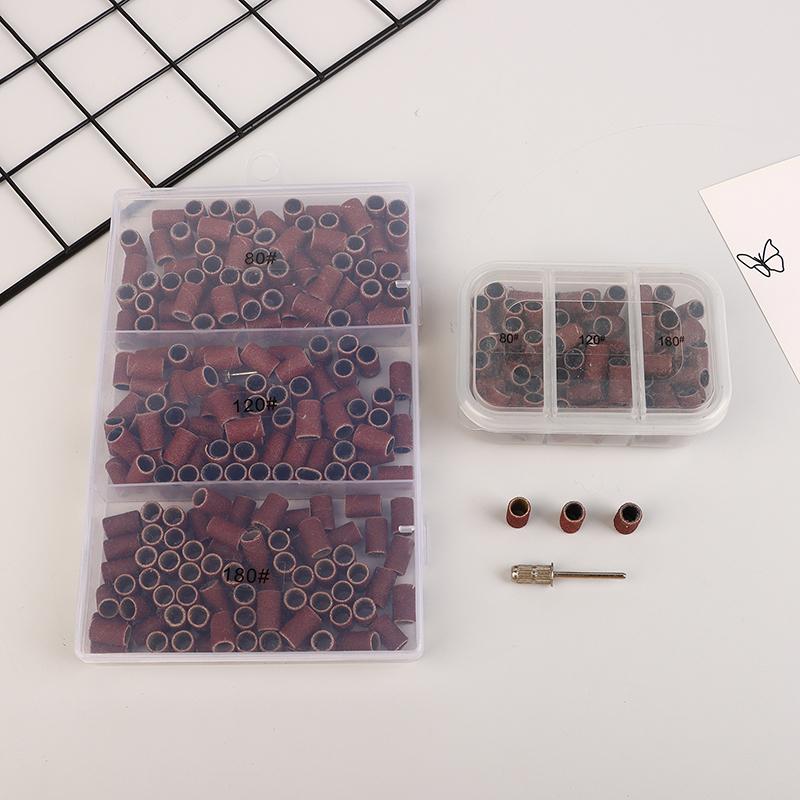 75/210Pcs/Box Sanding Cap Bands For Electric Manicure Machine 180/120/80 Grit Nail Drill Grinding Bit Files Pedicure Tool Set