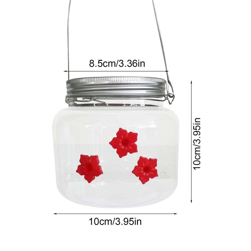 Jar Hummingbird Feeder Wild Bird Feeders Top Fill Humming Bird Feeding Station With 3 Perforated Flower Nozzles Top Fill Design