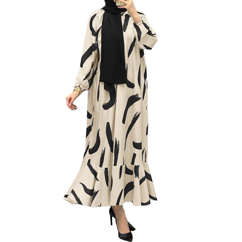 

ZANZEA Женское повседневное платье с круглым вырезом, свободное, с длинным рукавом и принтом L