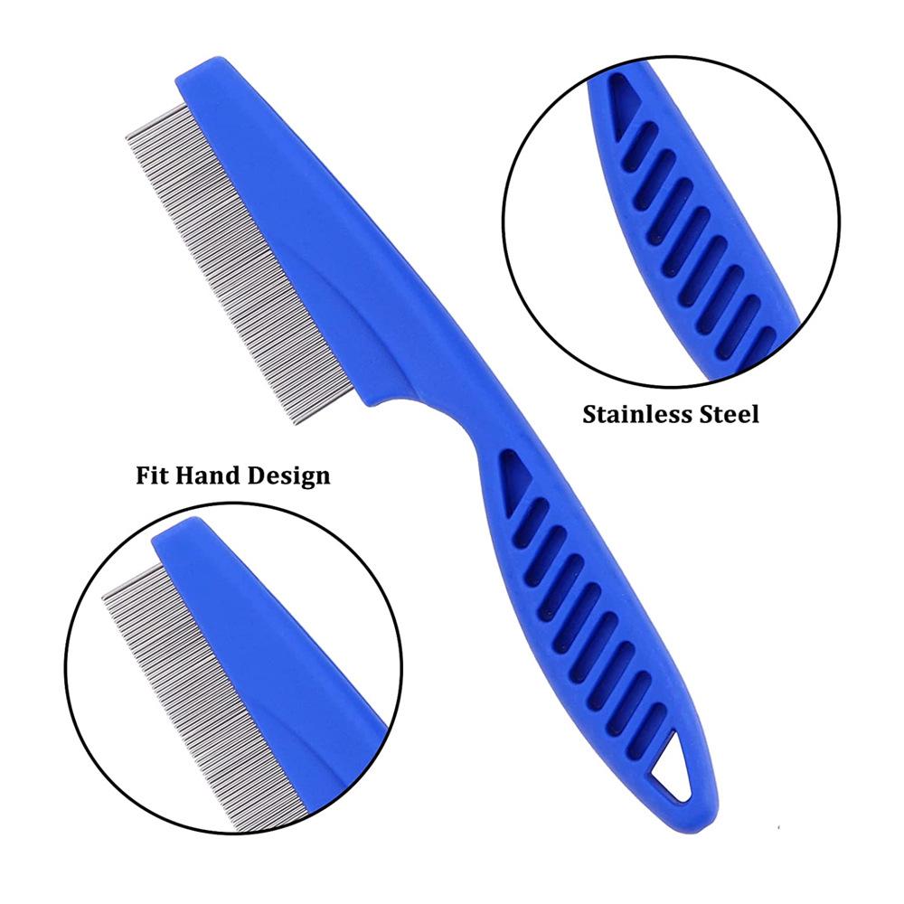 6-Piece Pet Flea Comb Set: Blue Handle, Stainless Steel Needles, Dense Teeth for Cats & Dogs 2023
