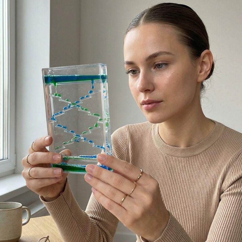 Quadratischer Flüssigsandtimer Kunststoffgehäuse Zweifarbiger Sanduhr-Timer Wassertropfen-Timer Geburtstagsgeschenk