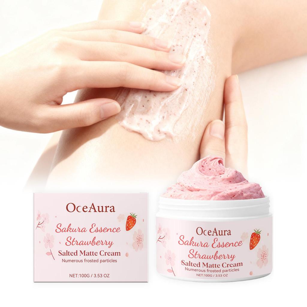 OceAura Cherry Strawberry Body Scrub Gentle Cleansing Skin Nourishing Moisturizing Exfoliating Scrub
