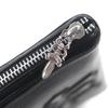 Great CHROME HEARTS Purse REC ZIP Black Leather Mens Used