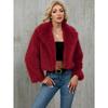 Giacca Corta da Donna Invernale in Ecopelliccia, Cappotto Corto con Scollo a Tacca e Texture Peluche, Capo d'Abbigliamento Casual Chic per Autunno Inverno