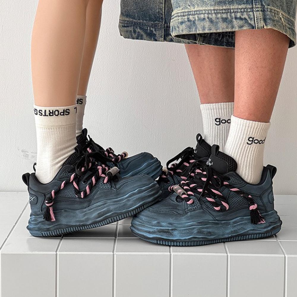 Women Shoes Men Vintage Y2K Dirty White Punk Hip-hop Skateboard Shoes Unisex Fashion Sneakers Couples Outdoor Sports Casual Shoe