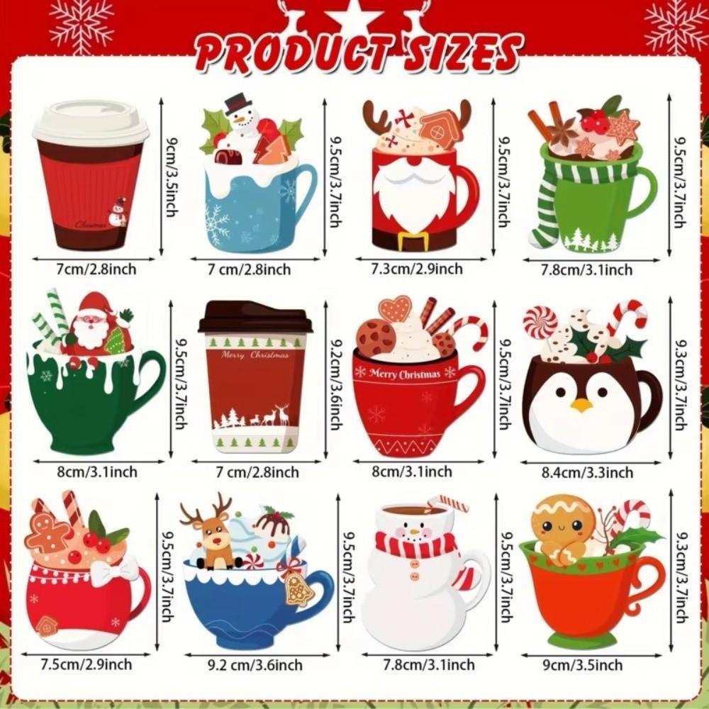 12 Styles Tea Cup Note Pad Set Self-Stick Refrigerator Sticky Notes Christmas Gift Giving