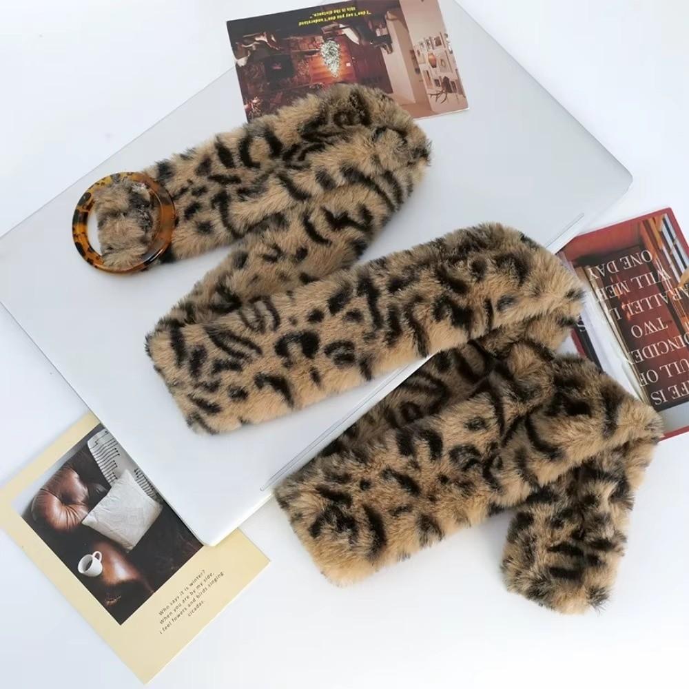 Hip-hop Faux Fur Furry Plush Belt Leopard Print Resin Buckle Waist Belt Sexy Tassels Waistband Costumes Accessory